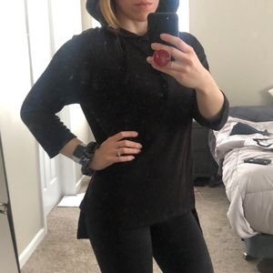 NWT FOR THE REPUBLIC Oversize Black Hooded Sweater